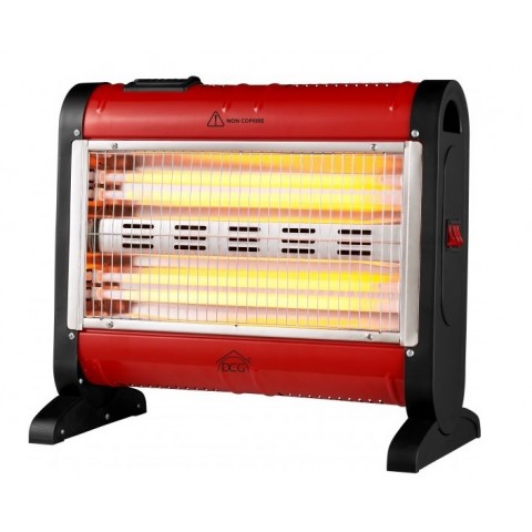 STUFA AL QUARZO DCG SA9424 4 ELEMENTI 1600 W CON TURBO E UMIDIFICATORE NERO / ROSSO