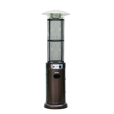 STUFA DA ESTERNO A FIAMMA LIBERA / RISCALDATORE A FIAMMA CIRCOLARE ZEPHIR ZGS180 GAS 5/11 KW BOMBOLA 15 KG ACCENSIONE PIEZOELETTRICA MARRONE