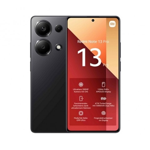 SMARTPHONE XIAOMI REDMI NOTE 13 PRO 23117RA68G 256 GB 6.67" DUAL SIM OCTA CORE 4G LTE TRIPLA FOTOCAMERA 200 MP MIDNIGHT BLACK / NERO